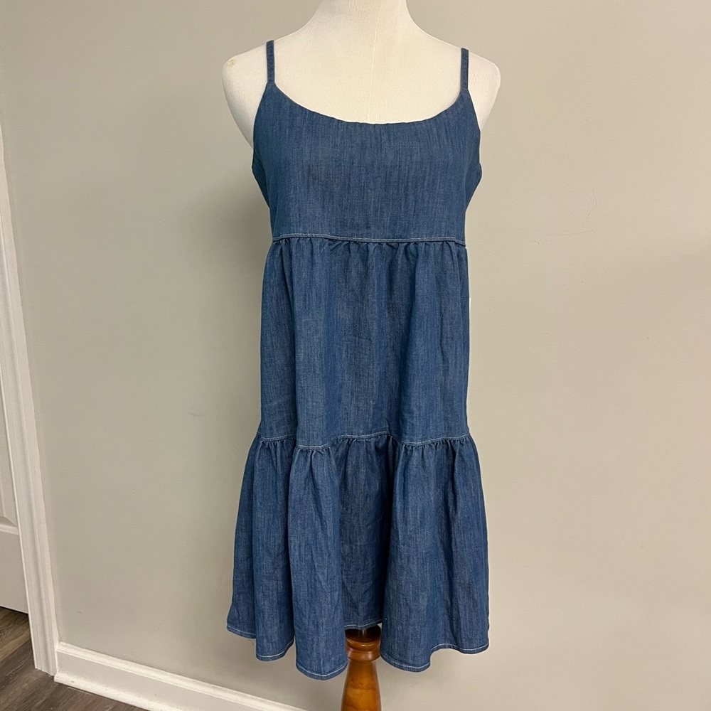 Wrangler Blue Denim Casual Womens Dress Adjustable Straps SIZE SMALL RUNS BIG